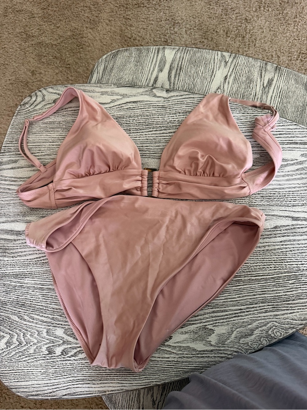 Shade & Shore Blush Pink Bikini Set Size L/XL Gold Hardware